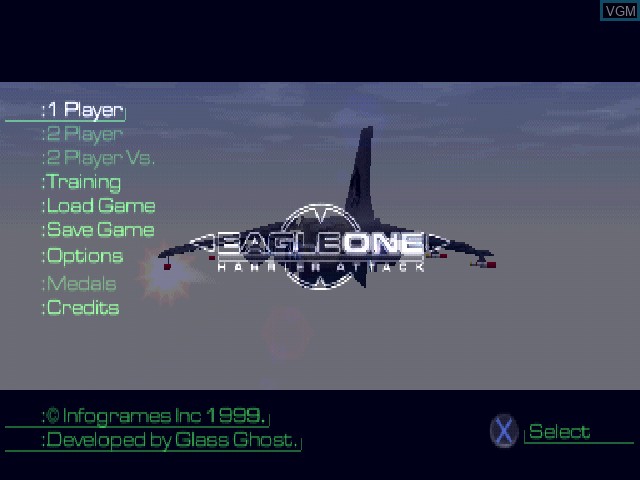 Image du menu du jeu Eagle One - Harrier Attack sur Sony Playstation