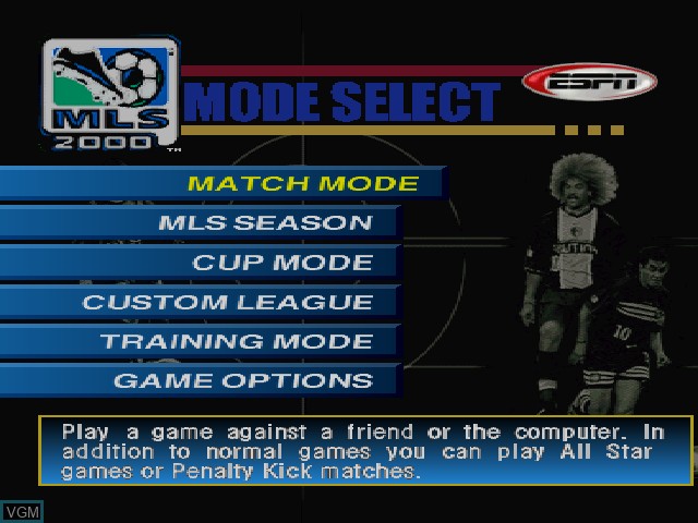 Image du menu du jeu ESPN MLS GameNight sur Sony Playstation