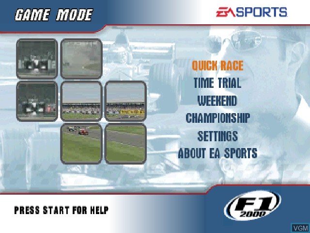Image du menu du jeu F1 2000 sur Sony Playstation