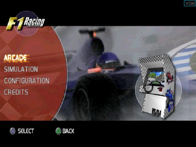 Image du menu du jeu F1 Racing Championship sur Sony Playstation