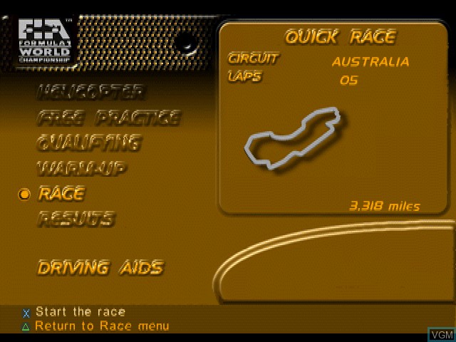 Image du menu du jeu F1 World Grand Prix - 1999 Season sur Sony Playstation