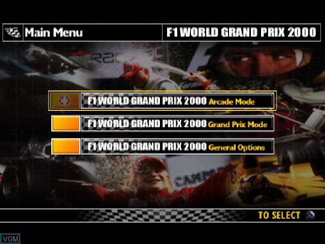Image du menu du jeu F1 World Grand Prix sur Sony Playstation