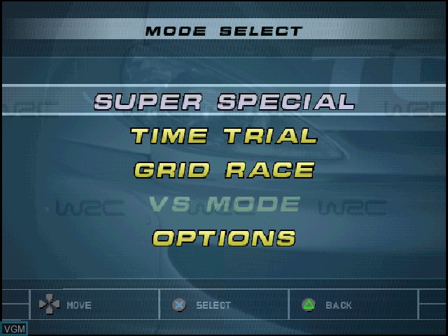 Image du menu du jeu WRC - FIA World Rally Championship Arcade sur Sony Playstation