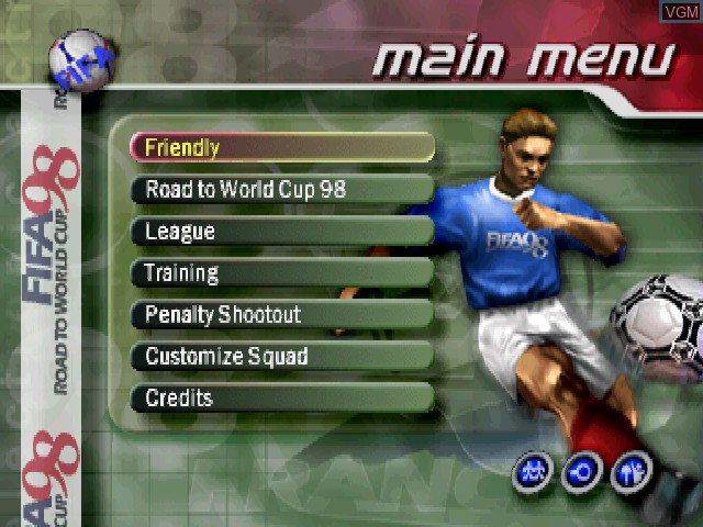 Image du menu du jeu FIFA - Road to World Cup 98 sur Sony Playstation