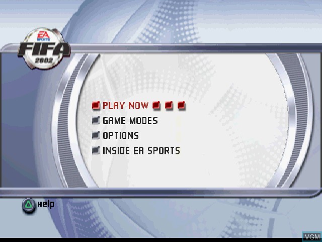 Image du menu du jeu FIFA Football 2002 sur Sony Playstation