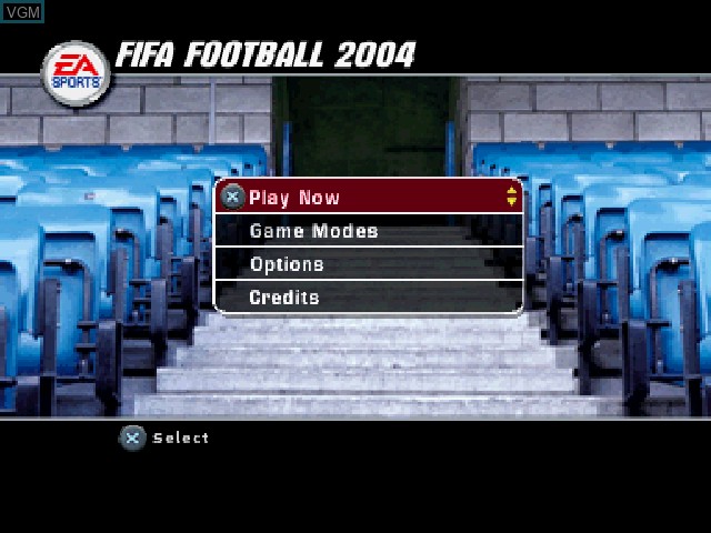 Image du menu du jeu FIFA Football 2004 sur Sony Playstation
