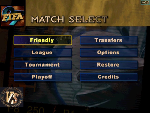 Image du menu du jeu FIFA 97 sur Sony Playstation