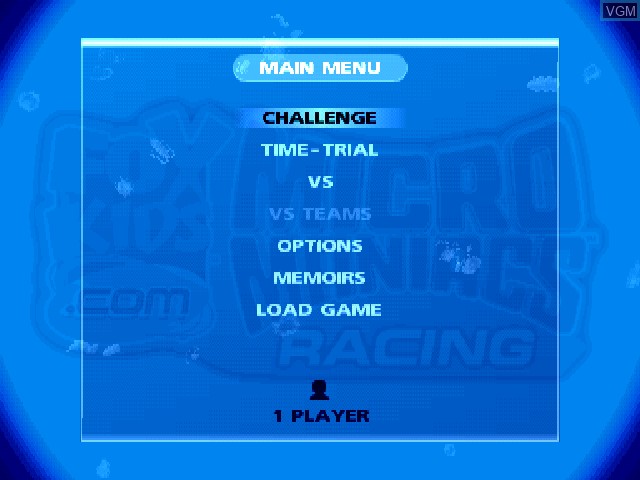 Image du menu du jeu FoxKids.com Micro Maniacs Racing sur Sony Playstation