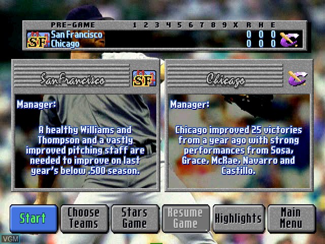 Image du menu du jeu HardBall 5 sur Sony Playstation
