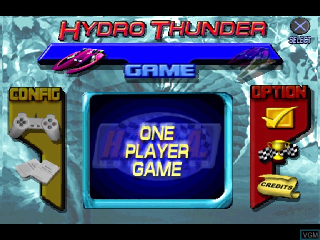 Image du menu du jeu Hydro Thunder sur Sony Playstation