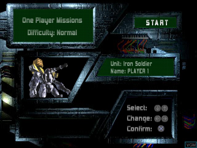 Image du menu du jeu Iron Soldier 3 sur Sony Playstation