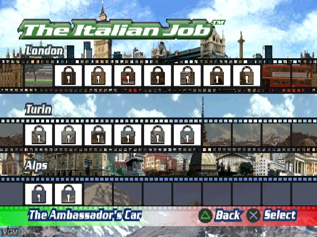 Image du menu du jeu Italian Job, The sur Sony Playstation