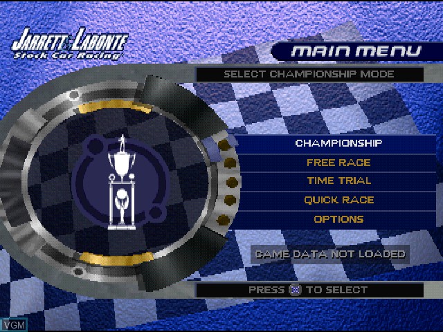 Image du menu du jeu Jarrett & Labonte Stock Car Racing sur Sony Playstation