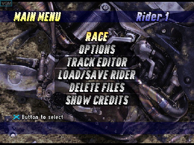 Image du menu du jeu Jeremy McGrath Supercross 98 sur Sony Playstation