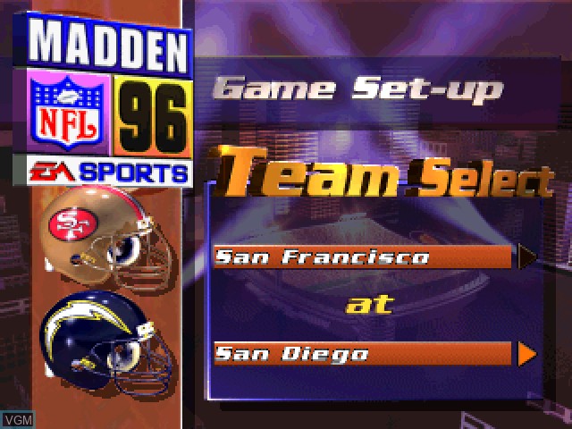Image du menu du jeu Madden NFL 96 sur Sony Playstation