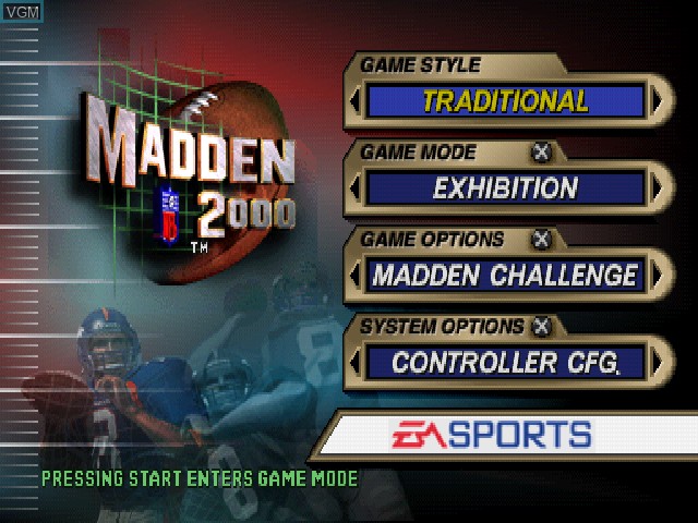 Image du menu du jeu Madden NFL 2000 sur Sony Playstation