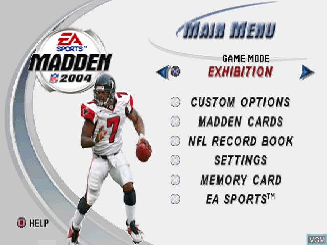 Image du menu du jeu Madden NFL 2004 sur Sony Playstation