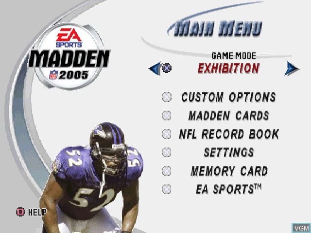 Image du menu du jeu Madden NFL 2005 sur Sony Playstation