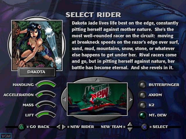 Image du menu du jeu Jet Moto sur Sony Playstation