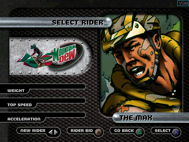Image du menu du jeu Jet Moto 2 sur Sony Playstation