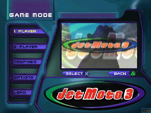 Image du menu du jeu Jet Moto 3 sur Sony Playstation
