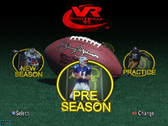Image du menu du jeu Jimmy Johnson's VR Football '98 sur Sony Playstation