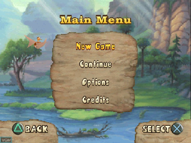 Image du menu du jeu Land Before Time, The - Big Water Adventure sur Sony Playstation