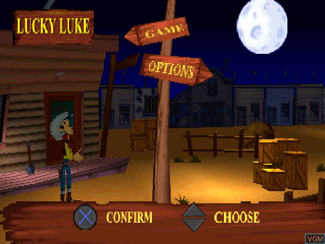 Image du menu du jeu Lucky Luke sur Sony Playstation