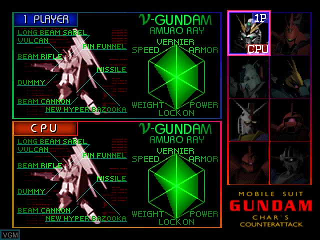 Image du menu du jeu Kidou Senshi Gundam - Gyakushuu no Char sur Sony Playstation
