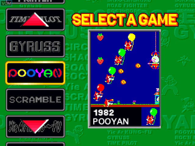 Image du menu du jeu Konami Arcade Classics sur Sony Playstation