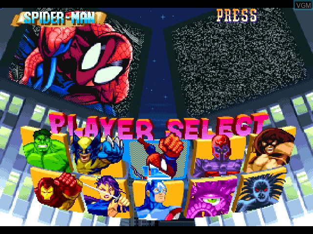Image du menu du jeu Marvel Super Heroes sur Sony Playstation