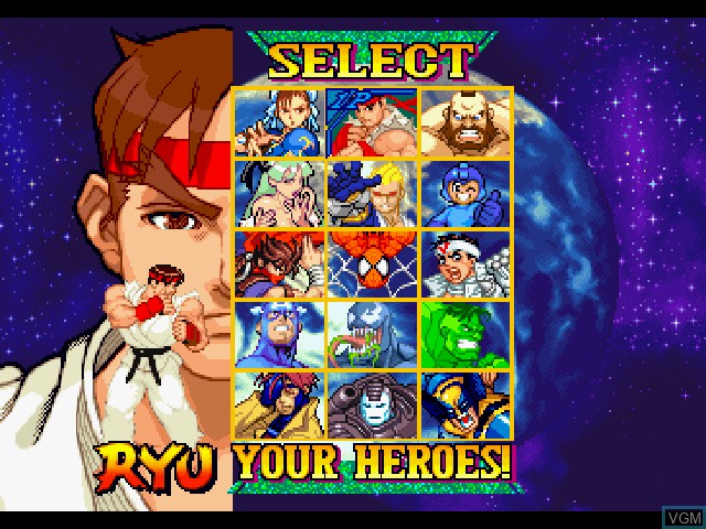 Image du menu du jeu Marvel vs. Capcom - Clash of Super Heroes sur Sony Playstation