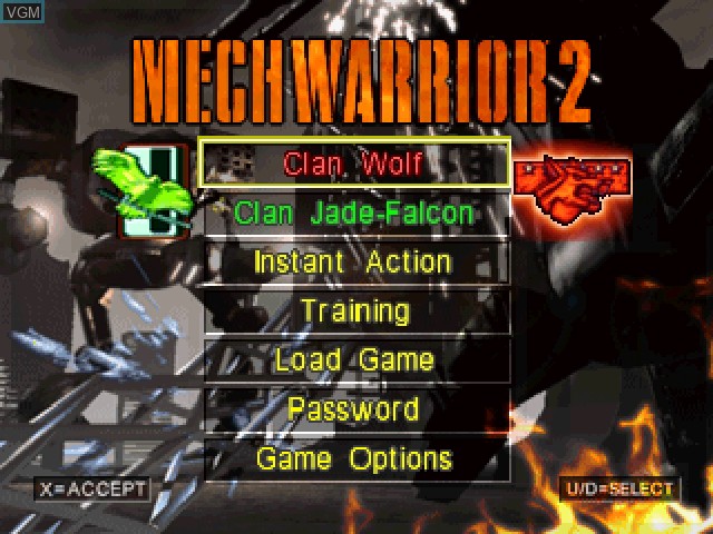 Image du menu du jeu MechWarrior 2 - 31st Century Combat sur Sony Playstation