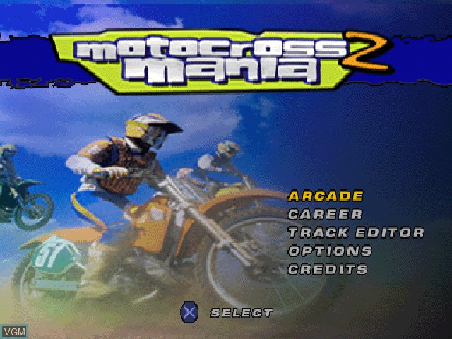 Image du menu du jeu Motocross Mania 2 sur Sony Playstation