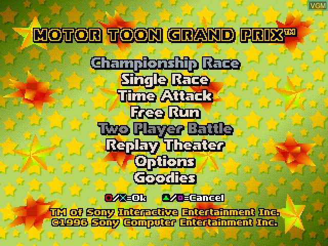 Image du menu du jeu Motor Toon Grand Prix sur Sony Playstation