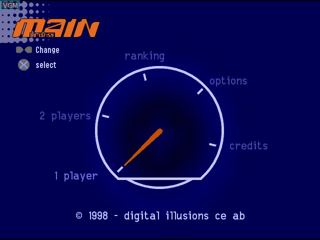 Image du menu du jeu Motorhead sur Sony Playstation