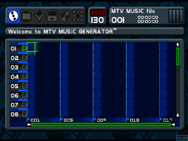 Image du menu du jeu MTV Music Generator sur Sony Playstation