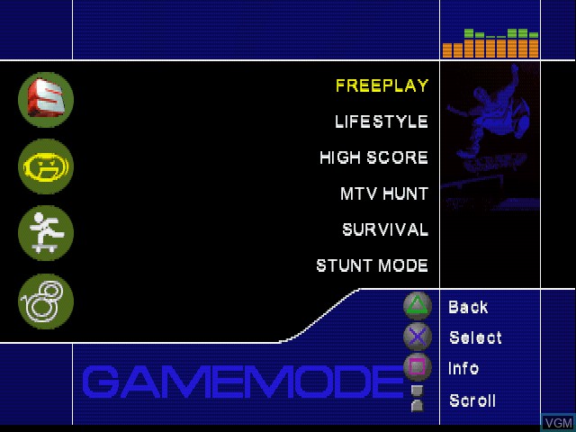 Image du menu du jeu MTV Sports - Skateboarding featuring Andy Macdonald sur Sony Playstation