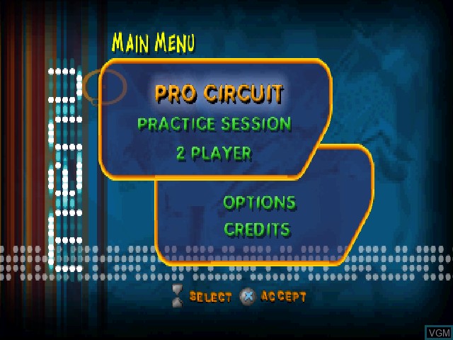 Image du menu du jeu MTV Sports - T.J. Lavin's Ultimate BMX sur Sony Playstation