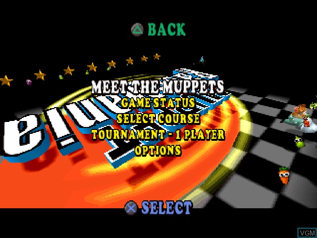 Image du menu du jeu Muppet RaceMania sur Sony Playstation