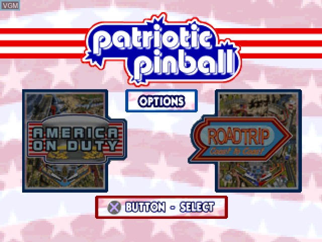 Image du menu du jeu Patriotic Pinball sur Sony Playstation