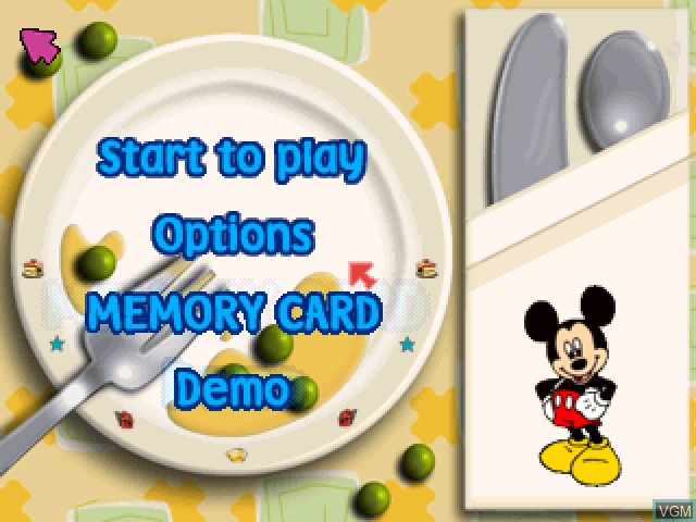 Image du menu du jeu My Disney Kitchen sur Sony Playstation