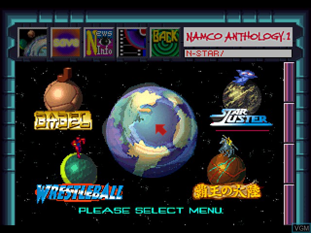 Image du menu du jeu Namco Anthology 1 sur Sony Playstation