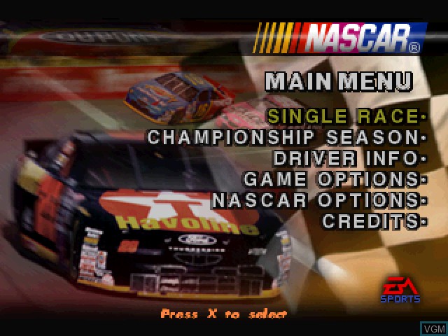 Image du menu du jeu NASCAR 98 sur Sony Playstation