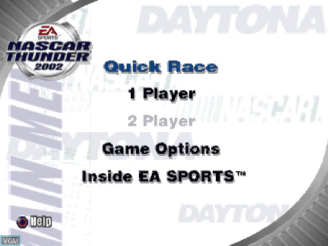 Image du menu du jeu NASCAR Thunder 2002 sur Sony Playstation