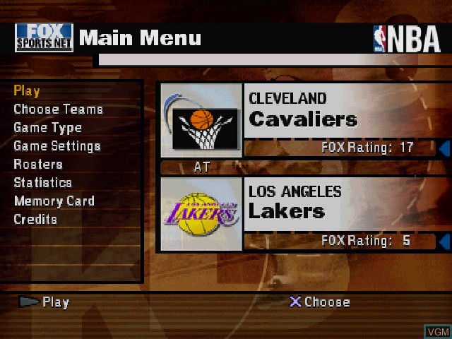 Image du menu du jeu NBA Basketball 2000 sur Sony Playstation