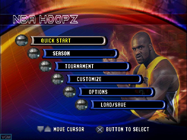 Image du menu du jeu NBA Hoopz sur Sony Playstation