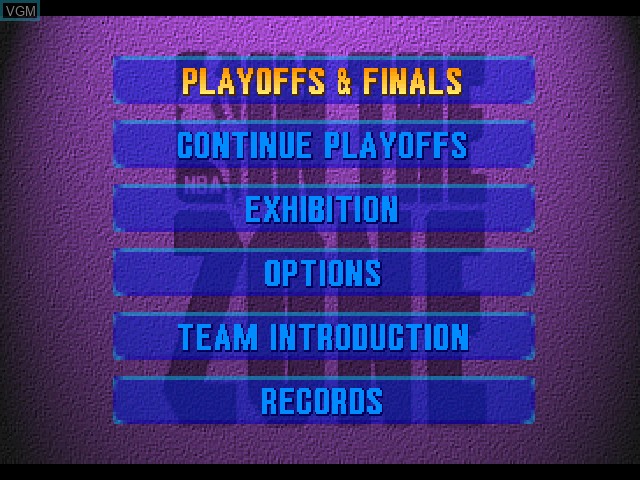 Image du menu du jeu NBA In the Zone sur Sony Playstation