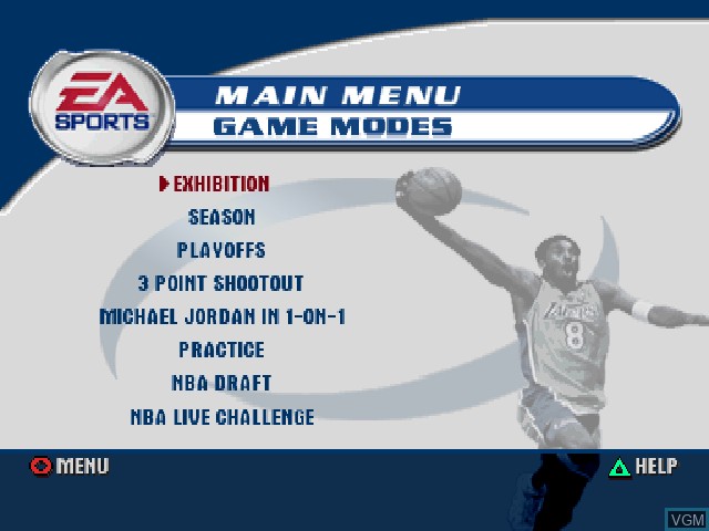 Image du menu du jeu NBA Live 2002 sur Sony Playstation