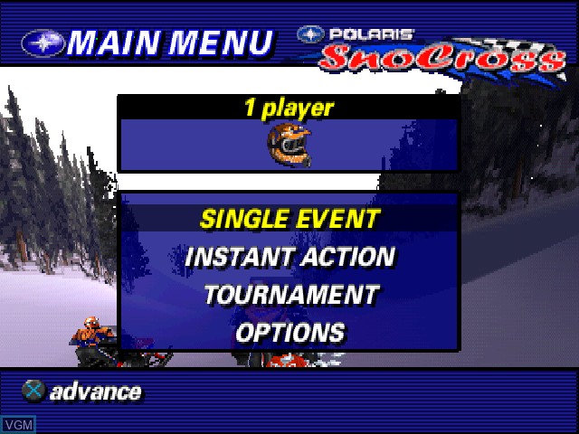 Image du menu du jeu Polaris SnoCross sur Sony Playstation